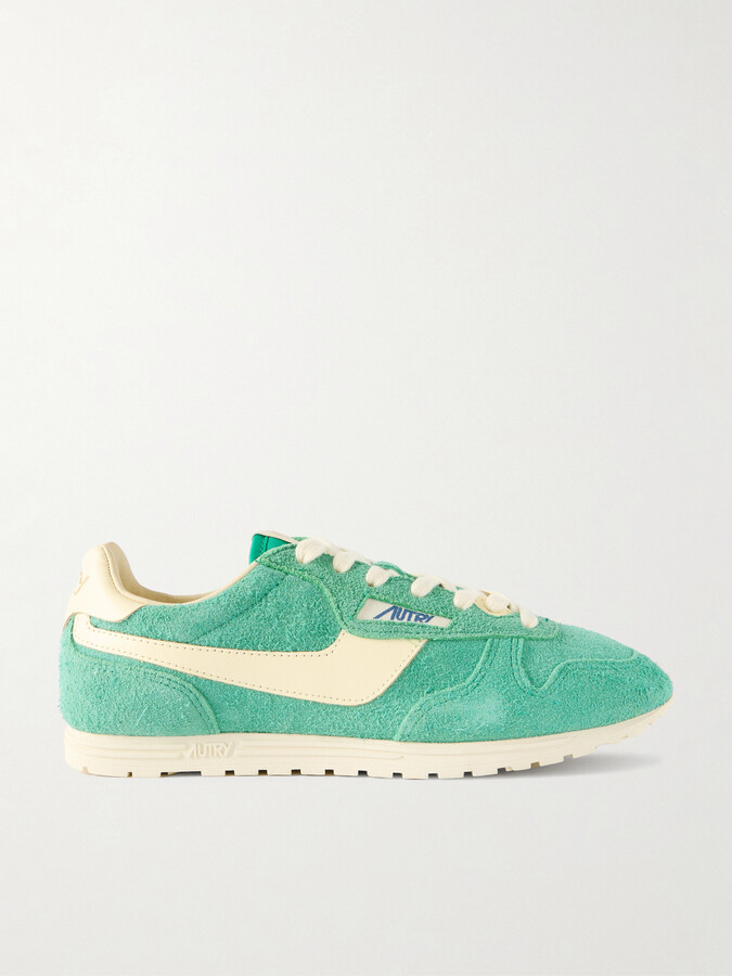 AUTRY Windspin Leather-trimmed Suede Sneakers - Green