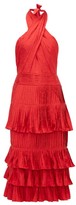 Thumbnail for your product : Johanna Ortiz Eccentric Vibes Halterneck Jacquard Midi Dress - Red