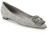 Thumbnail for your product : Manolo Blahnik Embellished Fabric Hangisi Flats