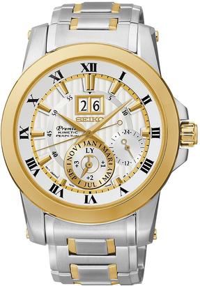 Seiko Premier Kinetic Stainless Steel And Gold Two Tone Bracelet Mens Watch