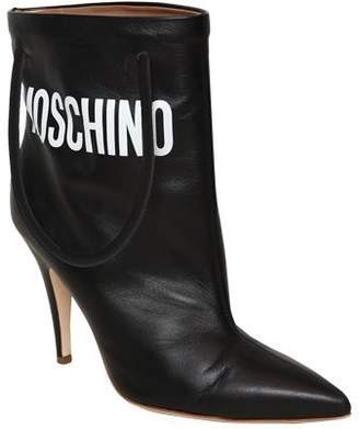Moschino 100mm Logo Leather Ankle Boots