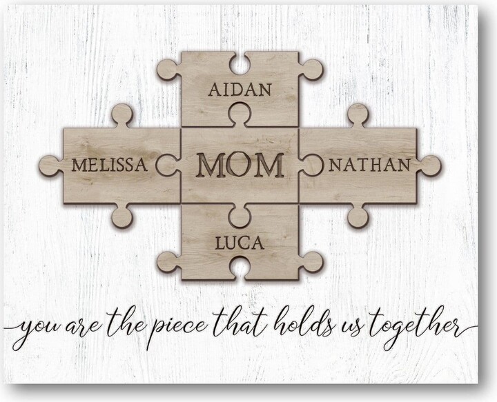 Mom & Children Puzzle Pieces  Personalized Gift For Mother's Day With  Kid's Names Is The Piece That Holds Us Together - ShopStyle