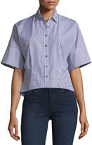 Thumbnail for your product : Theory Cropped Button-Down Hartman Striped Shirt