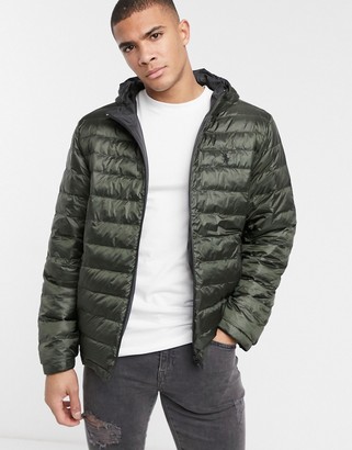 polo ralph lauren black hybrid hooded puffa jacket