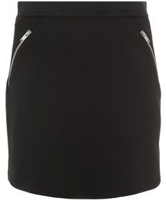 New Look Teens Black Scuba Zip Side Mini Skirt