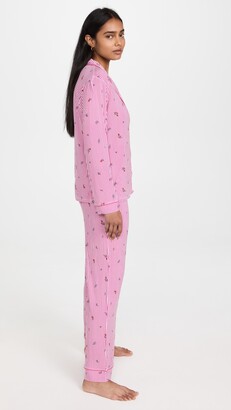 Stripe & Stare Raspberry Ditsy Stripe Long PJ Set - ShopStyle Pajamas