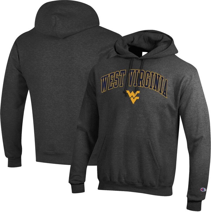 Champion Men's Heather Charcoal West Virginia Mountaineers Arched Logo Fleece Pullover Hoodie