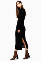 Thumbnail for your product : Topshop Womens Tall High Neck Rib Midi Bodycon Dress - Black