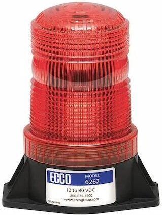 Ecco 6262R Beacon Light, Red, 12-80V DC, 80 FPM, 3 7/8 in Dia., Permanent