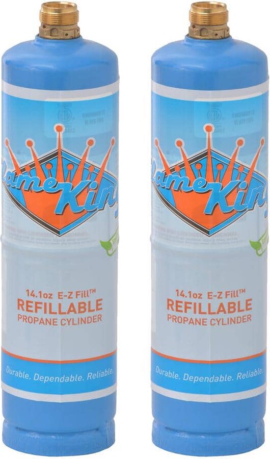 Flame King 2 Pack, 1 lb. Empty Welding Propane Tank Cylinder, Reusable and DOT Compliant, 14.1 oz. Blue