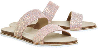 Office Sicily Double Strap Sandals Pink Iridescent Glitter