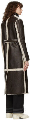MM6 MAISON MARGIELA Brown Leather & Shearling Wrap Coat