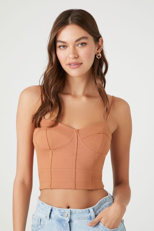 Forever 21 Women's Cropped Bustier Cami in Praline, XL - ShopStyle