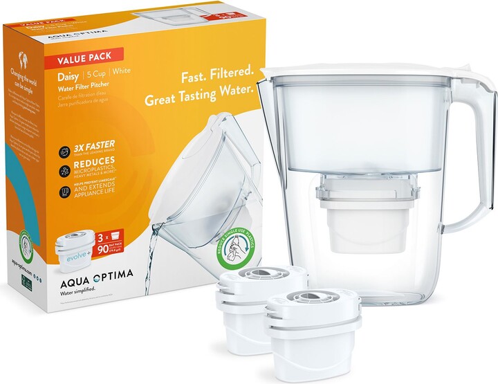 Aqua Optima Water Filter Daisy Pitcher w/ (3) F ilters
