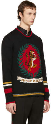 Dolce & Gabbana Black Tiger Sweater