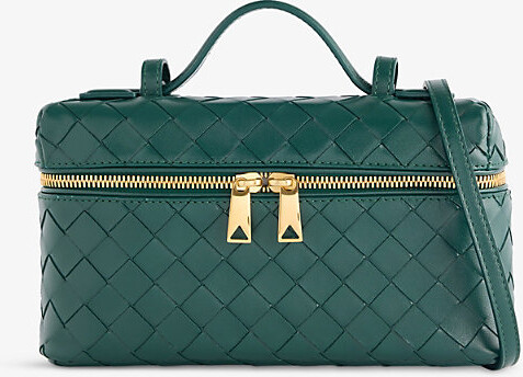 Bottega Veneta Womens Emerald Green-Gold Bang Bang Leather Cross Body Bag