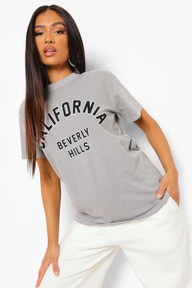 boohoo Petite California Slogan Overdyed T-shirt - ShopStyle
