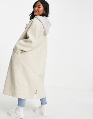ASOS Petite ASOS DESIGN Petite oversized jersey hooded coat in cream -  ShopStyle