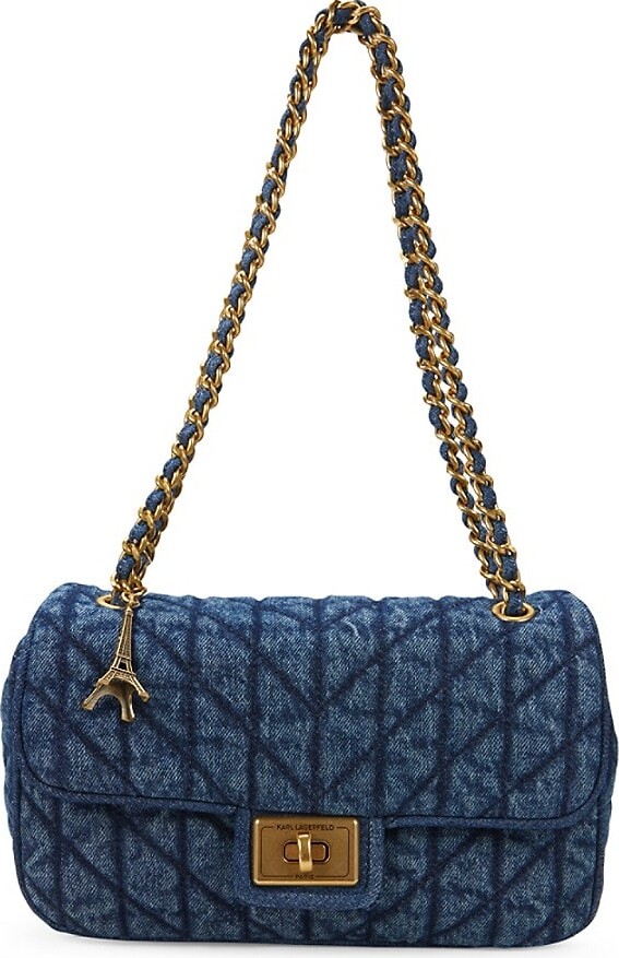 Karl Lagerfeld Paris Agyness Quilted Denim Shoulder Bag ShopStyle