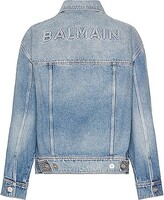 Thumbnail for your product : Balmain Monogram Denim Jacket in Blue
