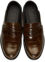 Thumbnail for your product : Loewe Brown Croc Slip-On Loafers