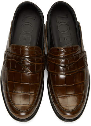 Loewe Brown Croc Slip-On Loafers