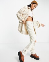 Thumbnail for your product : Y.A.S Tristan oversized checked shacket in cream