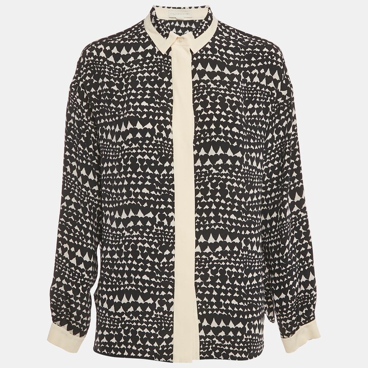 Stella McCartney Monochrome Heart Print Silk Full Sleeves Blouse S
