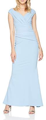 Quiz Women's Crepe Bardot Wrap Front Fishtail Maxi Party Dress, Light Blue