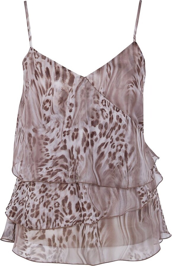 Blugirl Tiered Chiffon Animal-Print Top