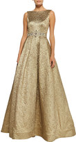 Thumbnail for your product : Theia Sleeveless Beaded-Waist Ball Gown
