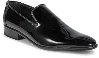 Black Brown 1826 Made In Italy Travis Slip-On Patent Leather Dress Shoes