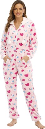 FIRSOS Women's Fleece Pajamas Jumpsuit Sleepwear Warm Fashion Hooded  Jumpsuit Rompers Clubwear Nightwear Plush Suit Pajamas Set Pink - ShopStyle  Pyjamas