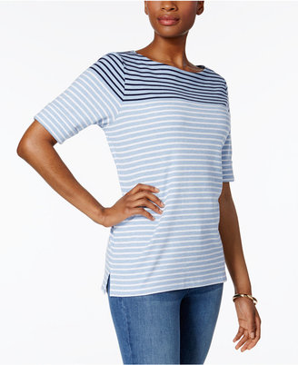Karen Scott Striped Boat-Neck Top, Created for Macy's