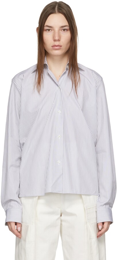 Lemaire White Stripe Tilted Shirt - ShopStyle Tops