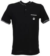 Thumbnail for your product : Dolce & Gabbana Embroidered And Striped Edges Black Cotton Polo Shirt