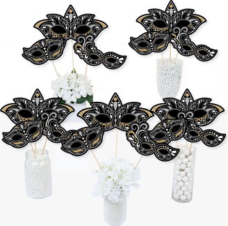 Big Dot Of Happiness Masquerade - Venetian Mask Party Centerpiece Sticks - Table Toppers - Set of 15