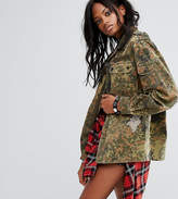 Thumbnail for your product : Reclaimed Vintage Revived Festival Camo Military Jacket With Diamante Fish Patches