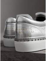 Thumbnail for your product : Burberry Kiltie Fringe Metallic Leather Trainers