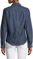 Thumbnail for your product : Frank And Eileen Barry Distressed Button-Front Cotton Denim Shirt