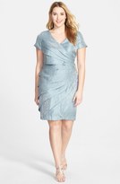 Thumbnail for your product : London Times Embellished Shimmer Side Pleat Sheath Dress (Plus Size)