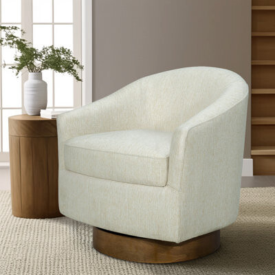 Ashton Upholstered Swivel Chair With Wood Base