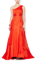 Thumbnail for your product : Carolina Herrera Silk Basketweave Gown with Organza Accents
