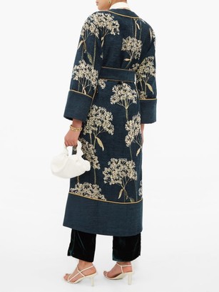 F.R.S For Restless Sleepers Nomos Floral-jacquard Chenille Evening Coat - Navy Multi