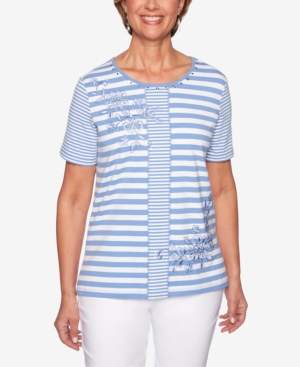 Alfred Dunner The Summer Wind Striped Embroidered Top
