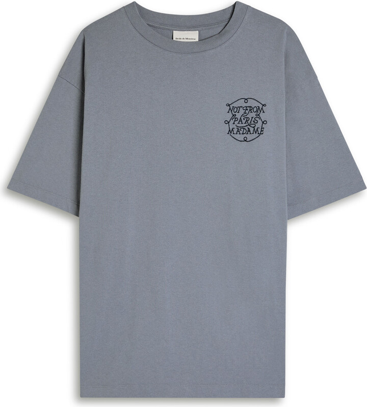 Drôle De Monsieur Le T-shirt Slogan Tresses Embroidered Cotton T-shirt