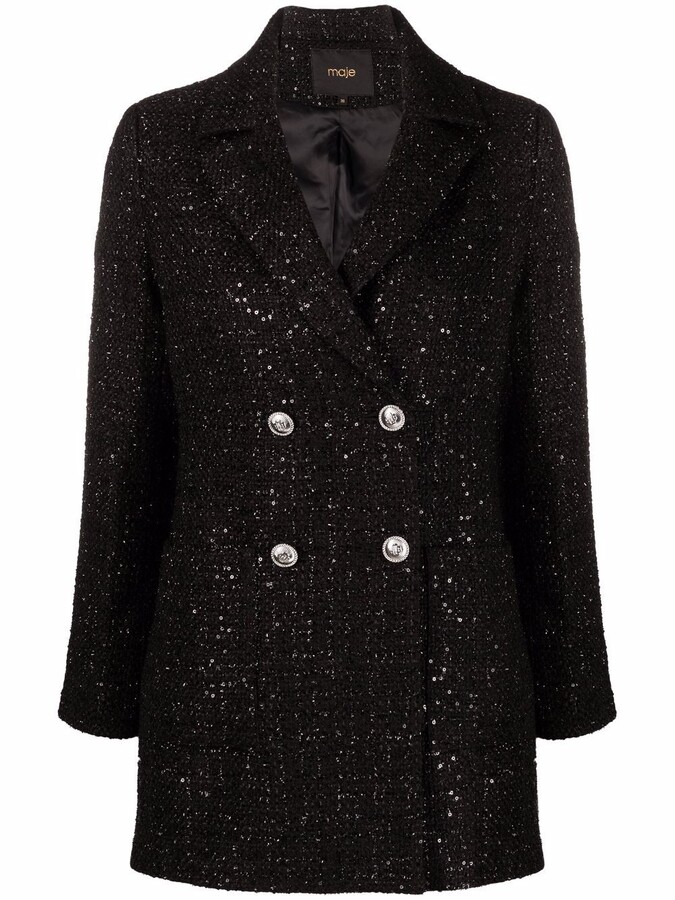 black sequin blazer womens