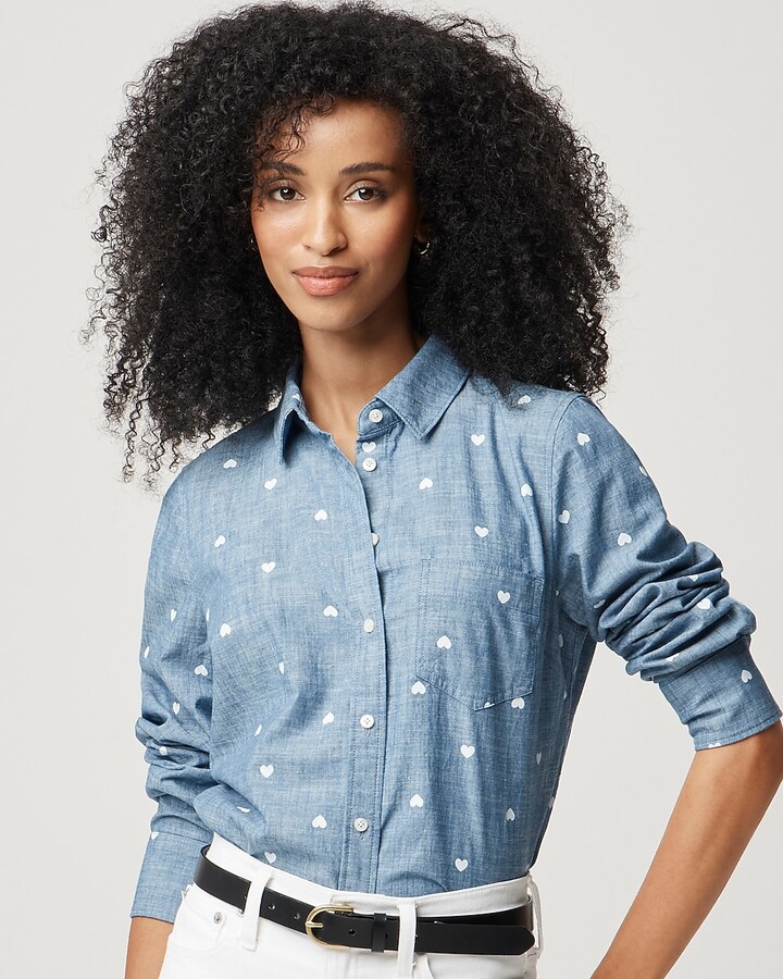 J.Crew Factory Chambray hearts button-up shirt in signature fit
