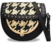 Thumbnail for your product : Balmain Houndstooth-paneled Tasseled Leather Shoulder Bag