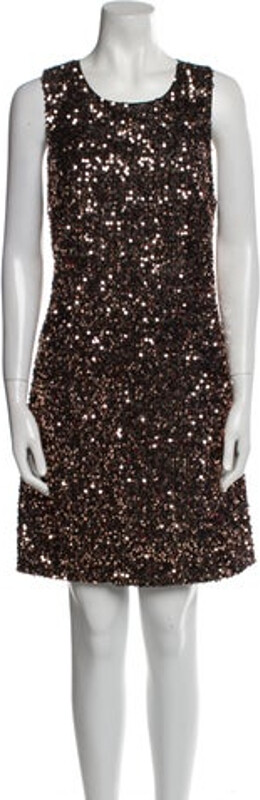 Milly Shift Dress Black Sequin & Cutout Accents Sleeveless with Scoop Neck Concealed Zip Closure at Side Designer
